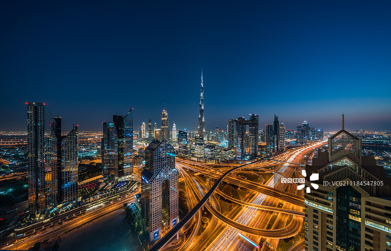 迪拜城市夜景图片素材