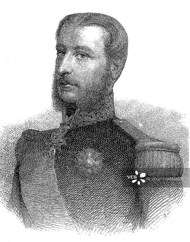 利奥波德二世，实际上是利奥波德·路德维希·菲利普·玛利亚·维克多，1835年4月9日，1909年12月17日，比利时木刻国王，欧洲比利时图片素材