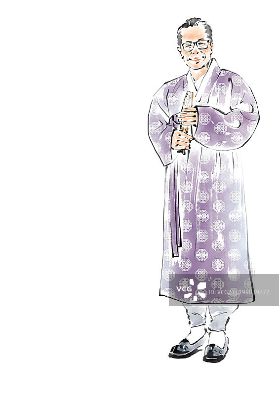 插图的人在韩国传统服装图片素材