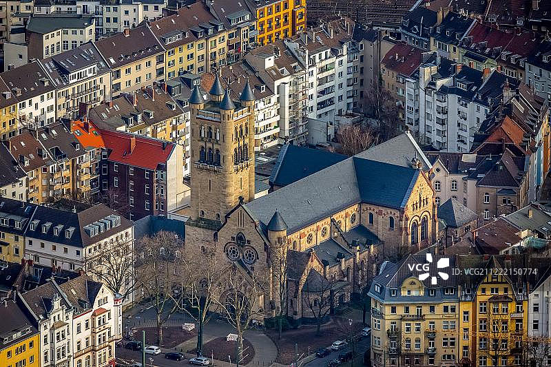 圣安东尼教堂与老城，杜塞尔多夫，莱茵兰，北莱茵威斯特法伦，德国，欧洲图片素材