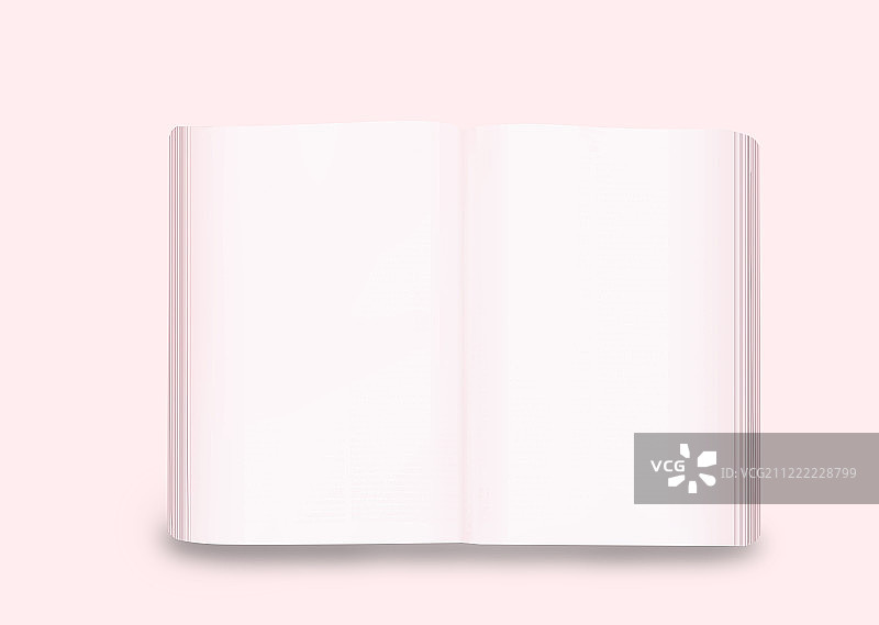 一本摊开空白的书本在粉色的背景上插画海报图片素材