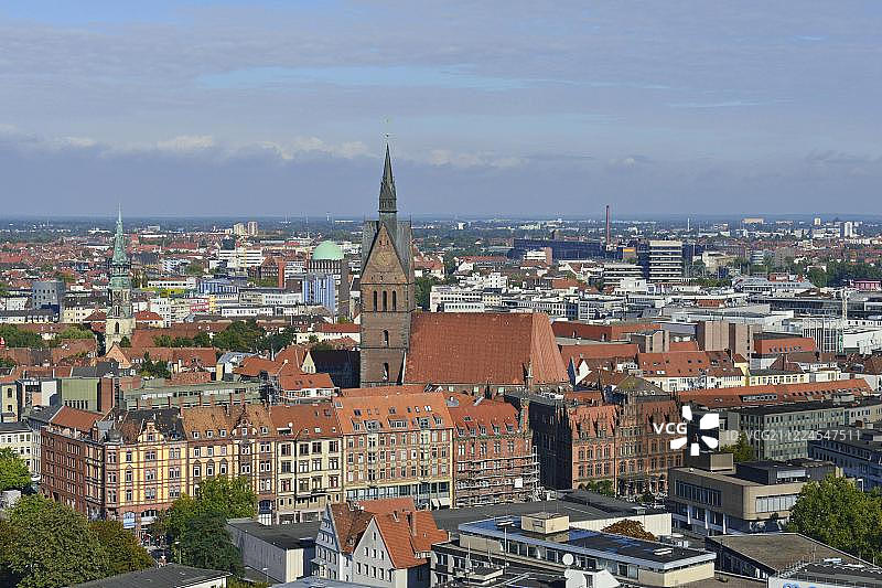 红砖房屋与市场教堂和历史中心，汉诺威米特，下萨克森州，德国，欧洲图片素材