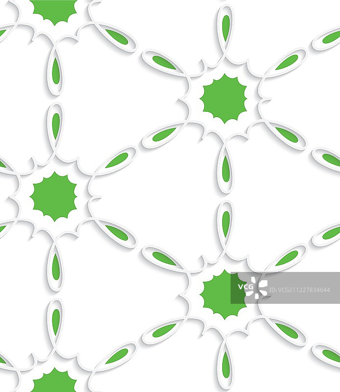 白色简单的漩涡花与绿色内无缝图案图片素材