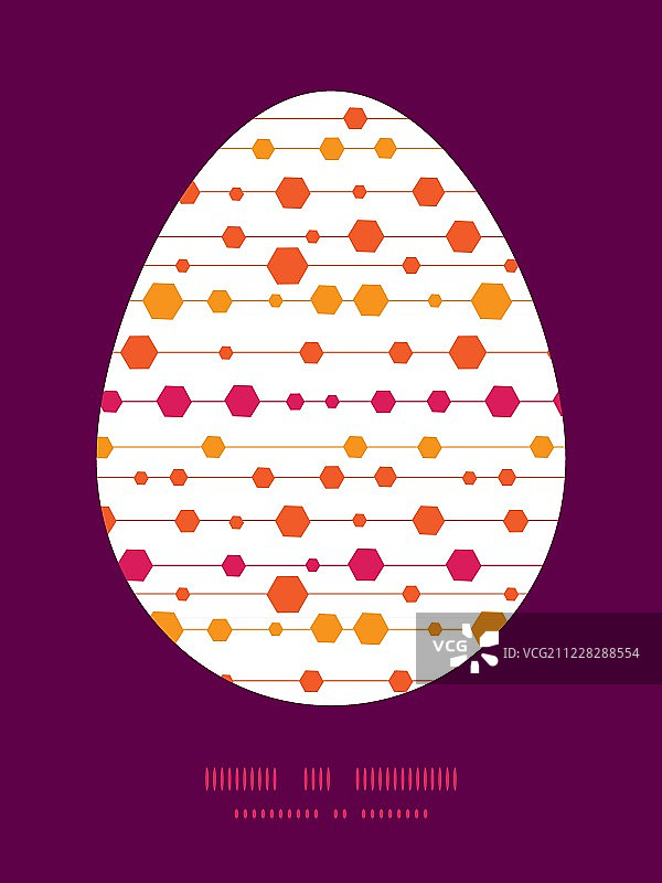 矢量抽象彩色条纹和形状复活节彩蛋轮廓框架卡模板图片素材