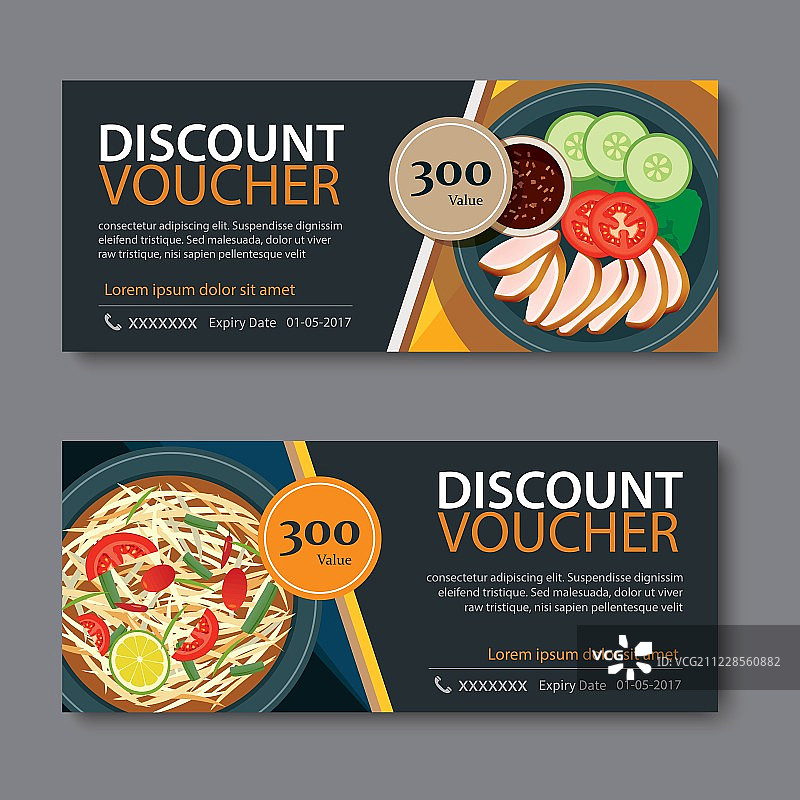 折扣券模板与泰国食品平面设计图片素材