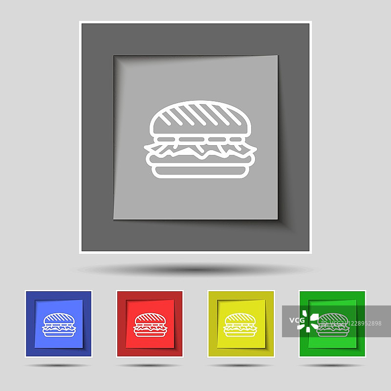 汉堡图标标志上原来的五种颜色的按钮。向量图片素材