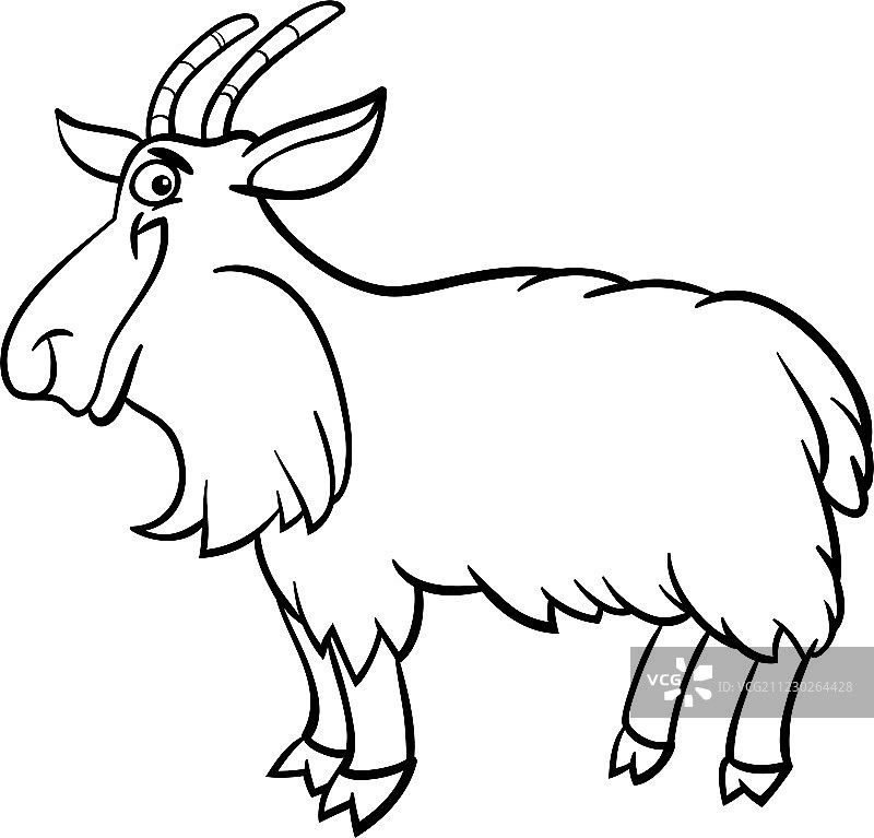 农场山羊漫画着色书图片素材