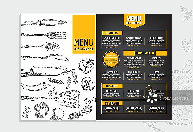 餐厅咖啡厅菜单模板设计美食传单图片素材