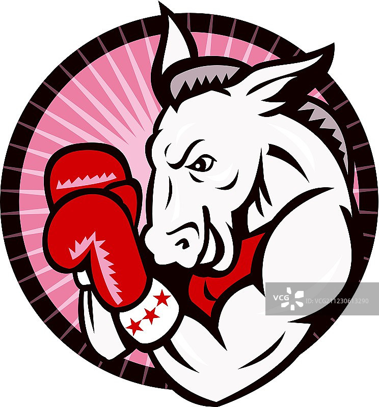 民主党的驴吉祥物拳击手拳击复古图片素材