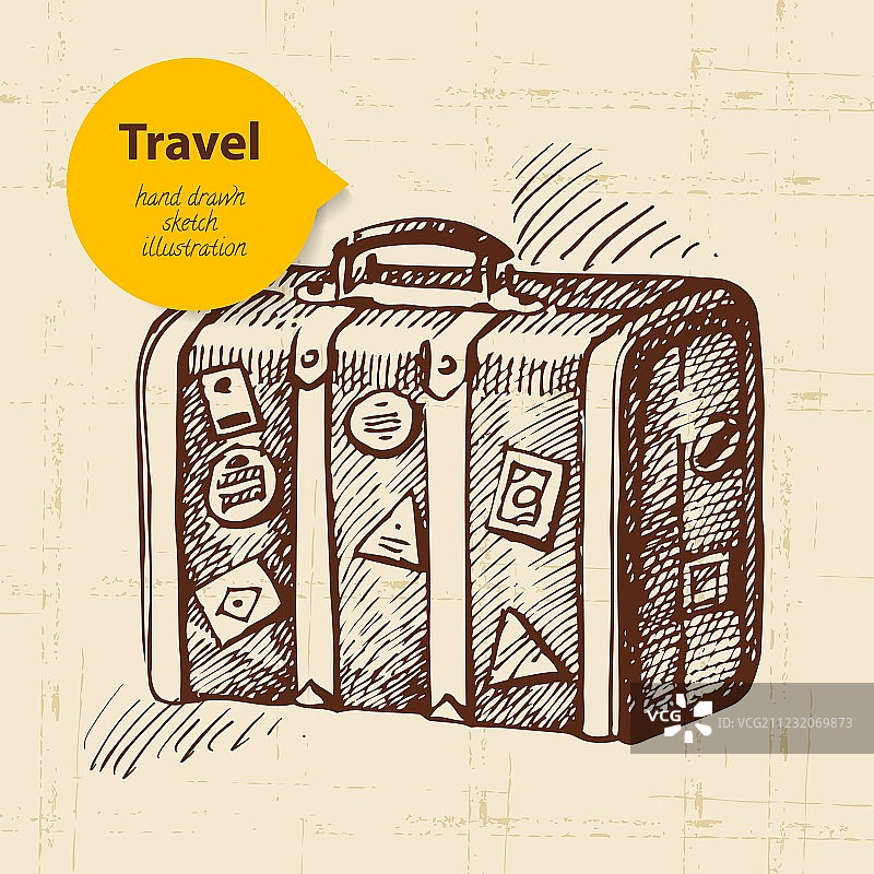 复古背景与旅行手提箱图片素材