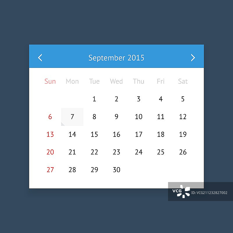 2015年9月的日历页图片素材