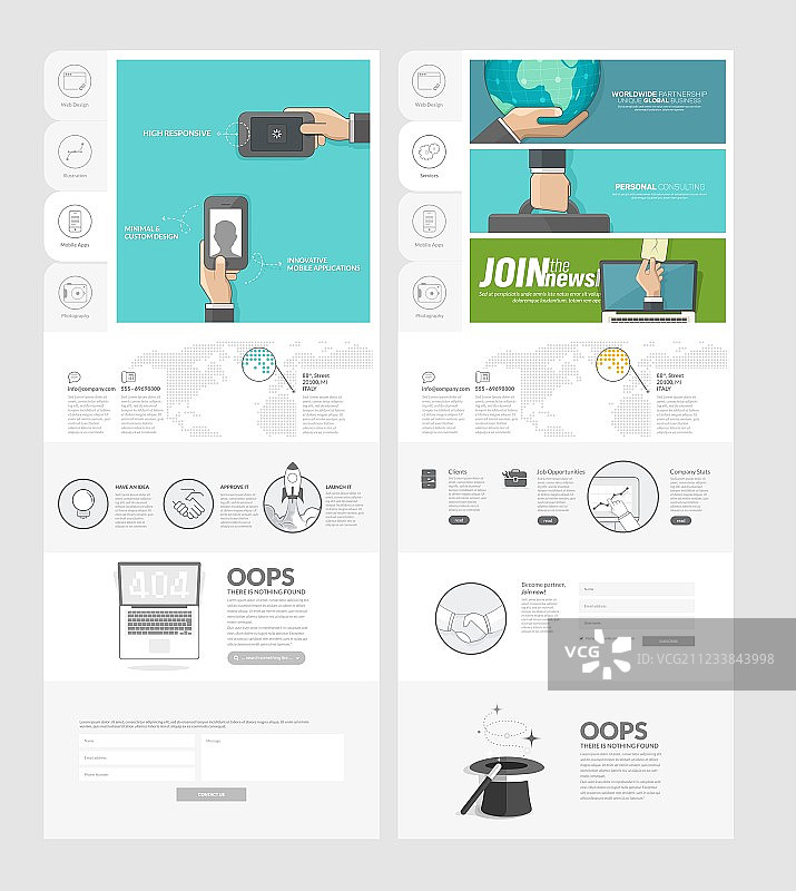 网站模板与概念图标的业务图片素材
