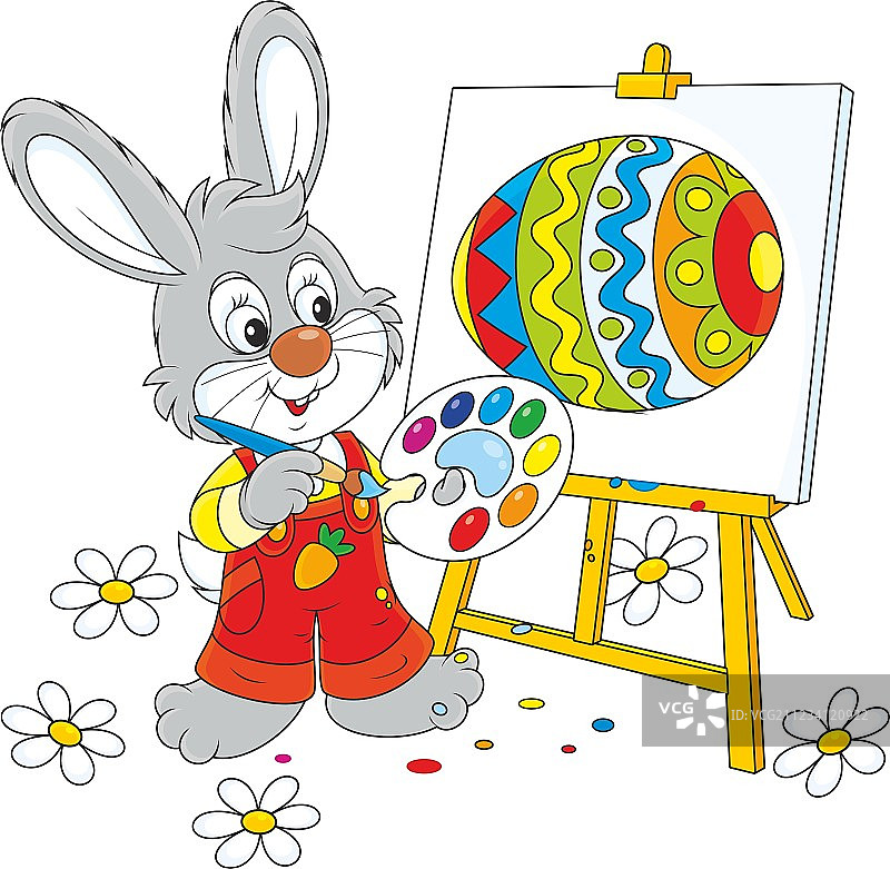 复活节兔子的画家图片素材