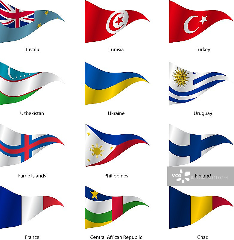 设置世界主权国家的旗帜图片素材