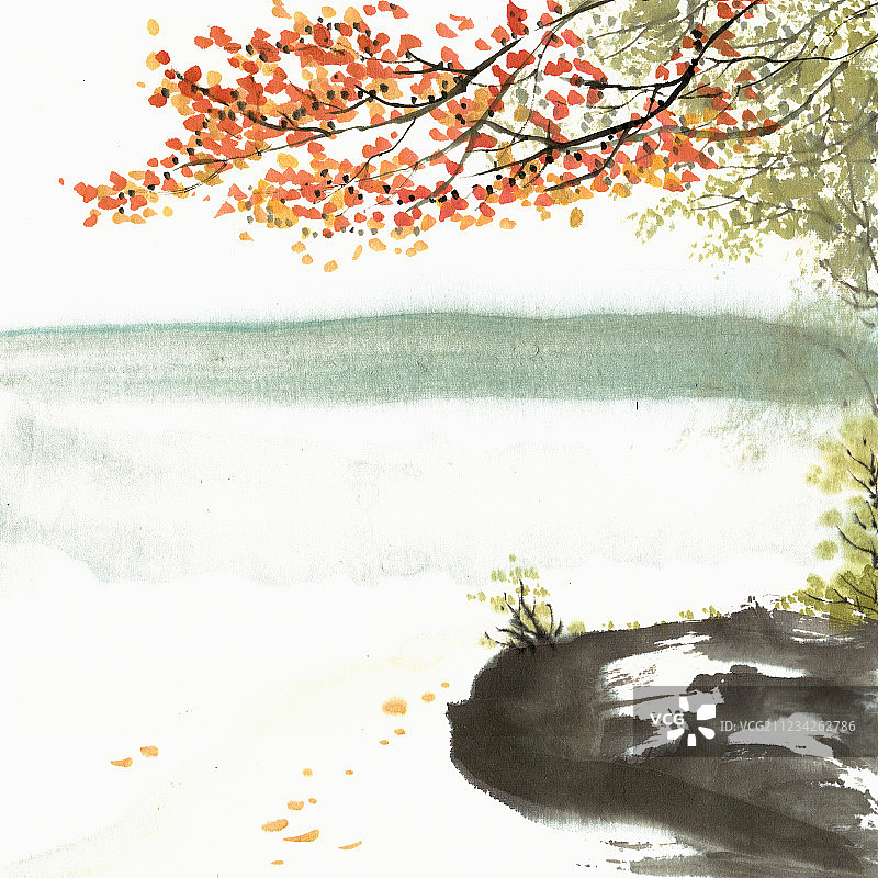 秋季的湖图片素材
