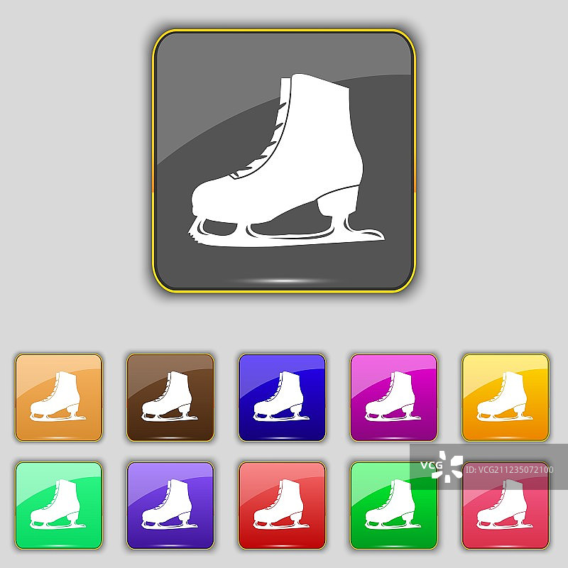 溜冰图标标志设置与十一种颜色图片素材