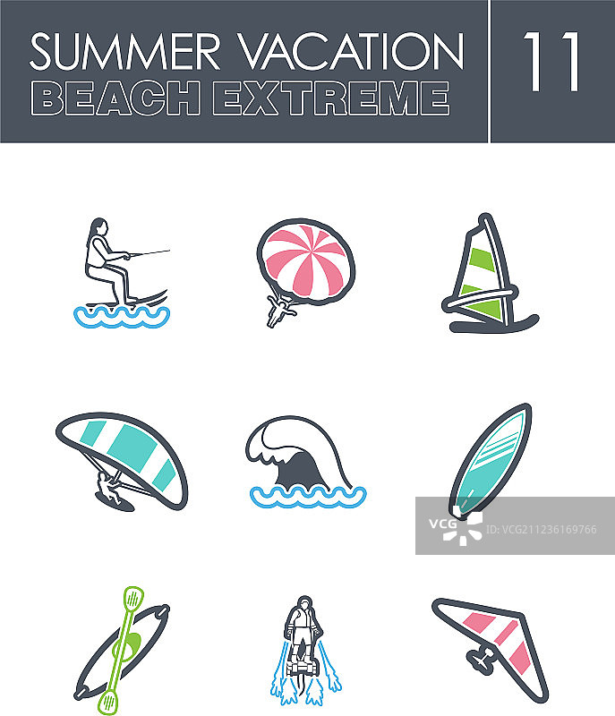 极限水上运动图标设置暑假图片素材