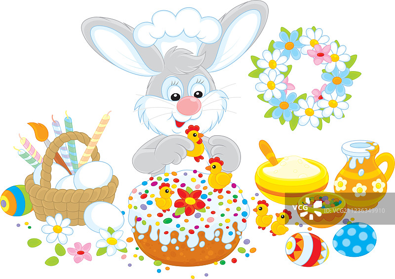 复活节兔子装饰花式蛋糕图片素材