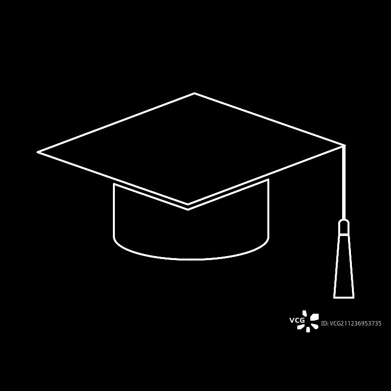 毕业帽白色路径图标图片素材