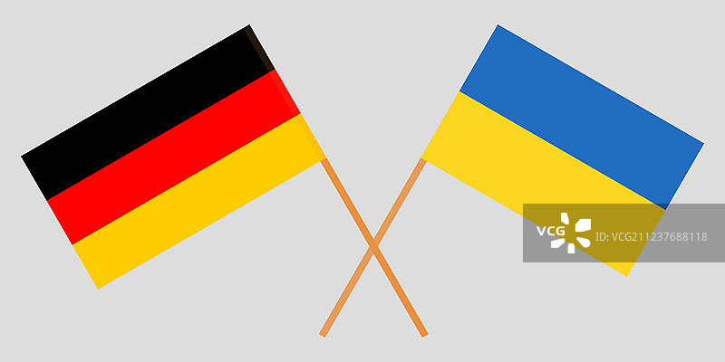 越过乌克兰和德国的旗帜图片素材