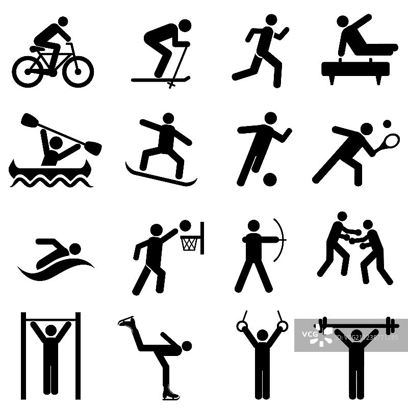 体育健身活动和运动图标图片素材