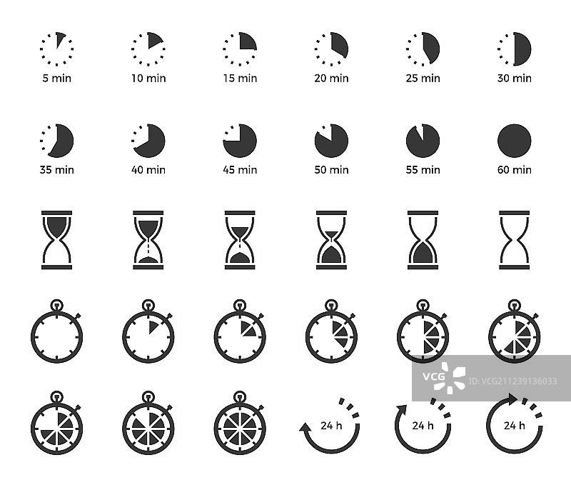 计时器和沙钟图标用于烹饪图片素材