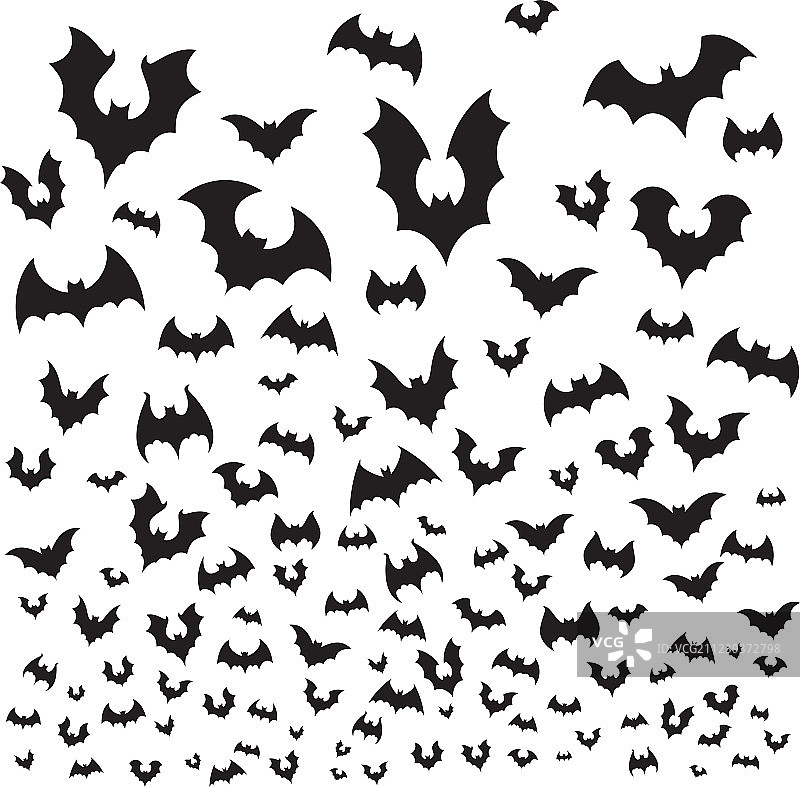 飞翔的万圣节蝙蝠洞蝙蝠群剪影图片素材