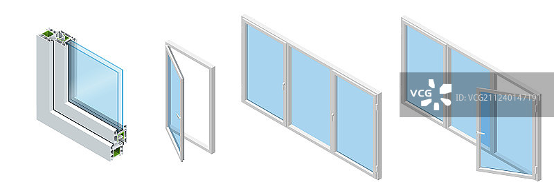 通过窗玻璃PVC型材的横截面图片素材