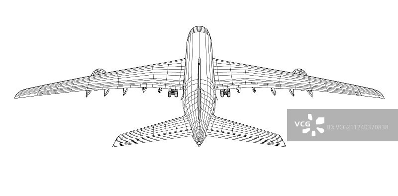 飞机在线框风格的后视图图片素材