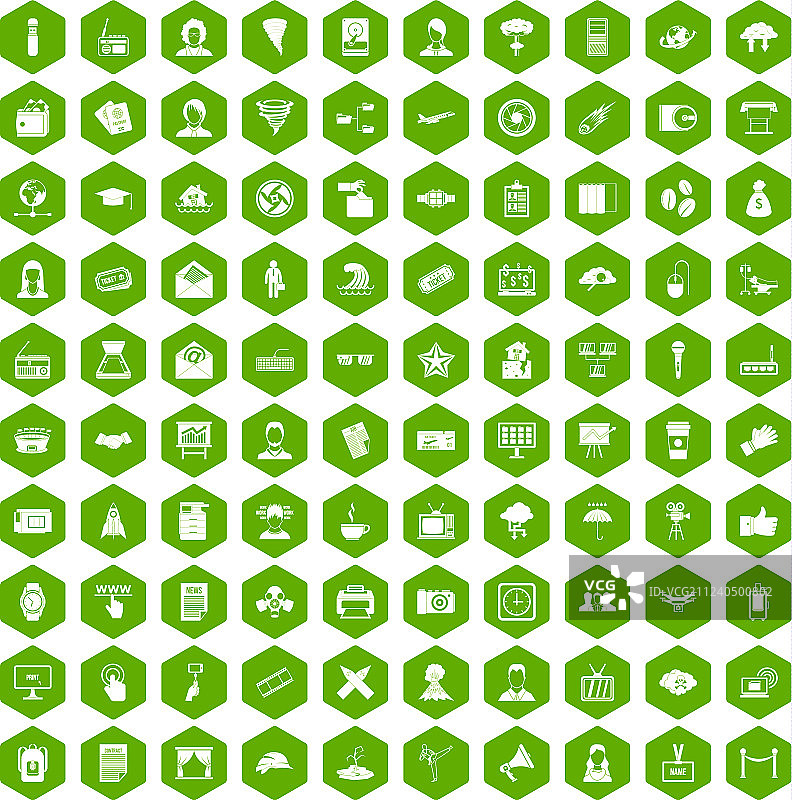 100记者图标六边形绿色图片素材