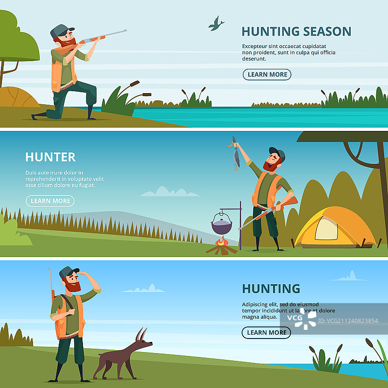 猎人的狩猎横幅卡通图片素材