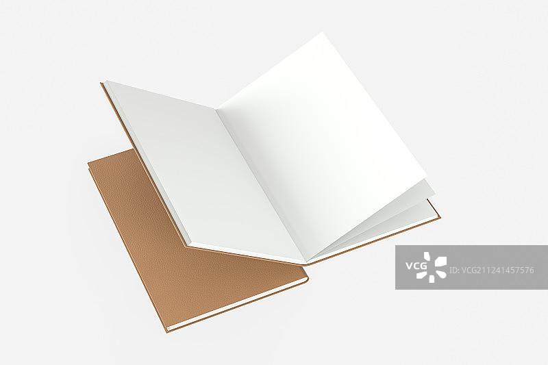 棕色硬皮封面的空白本子宣传册，三维渲染图片素材