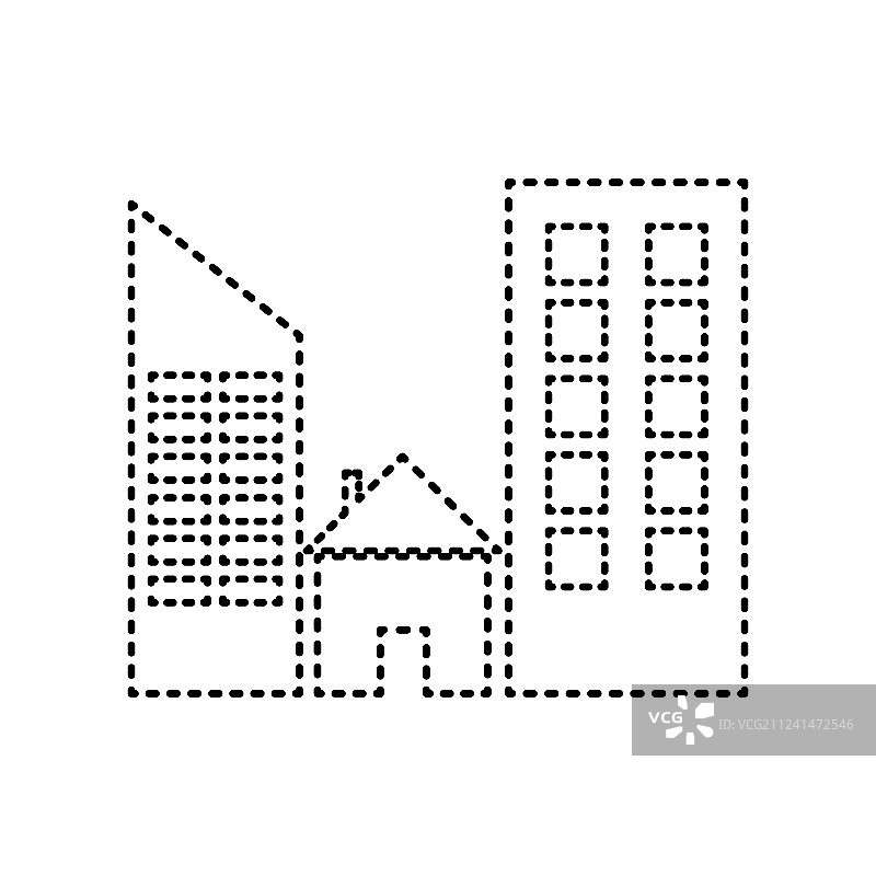 房地产标志黑色虚线图标上图片素材