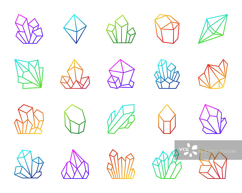 水晶简单的颜色线图标集图片素材