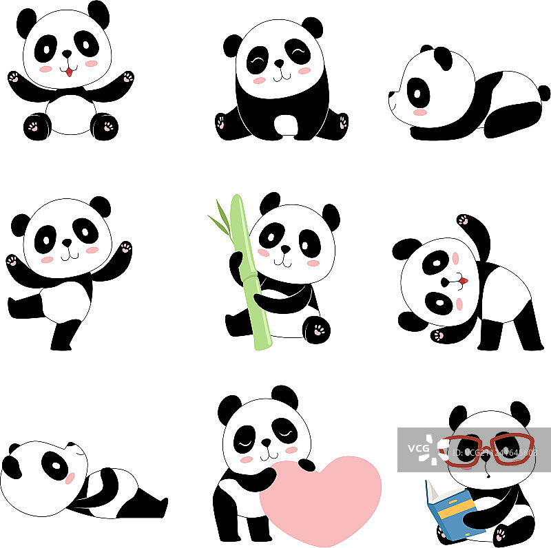 可爱的熊猫字符中国熊新生快乐图片素材