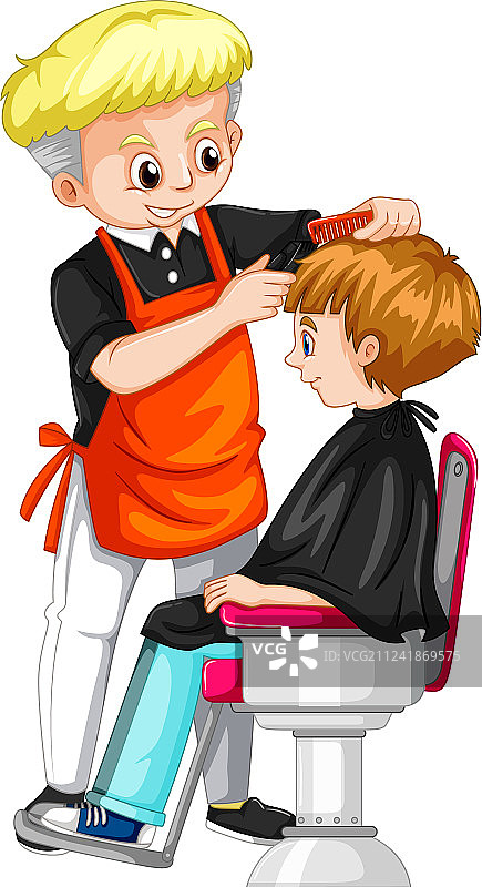 小男孩在理发店理发图片素材