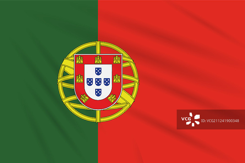 葡萄牙国旗在风中摇曳逼真图片素材