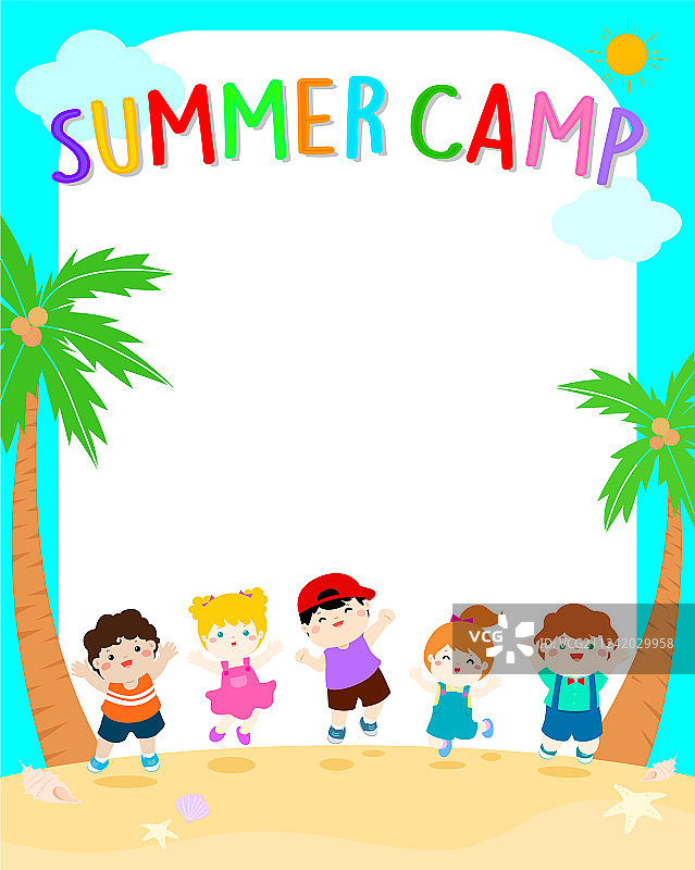 快乐的夏季儿童夏令营海报图片素材