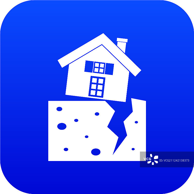 地震后的房子图标数字蓝色图片素材
