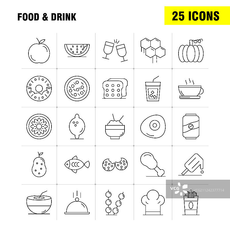 食品和饮料系列图标设置为信息图形图片素材