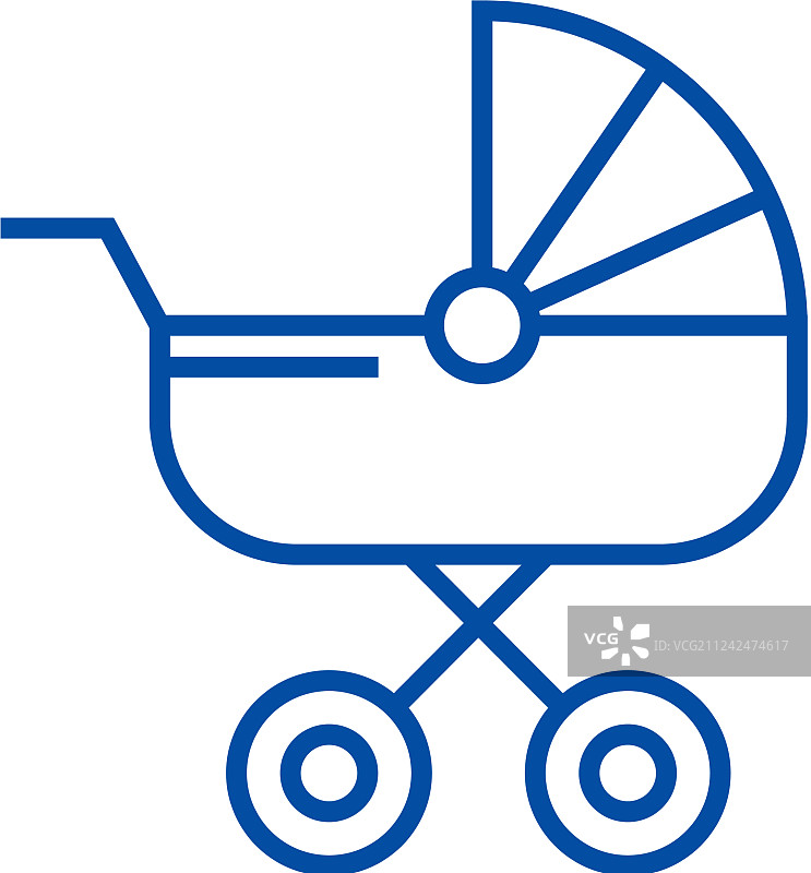婴儿车线图标概念婴儿车图片素材
