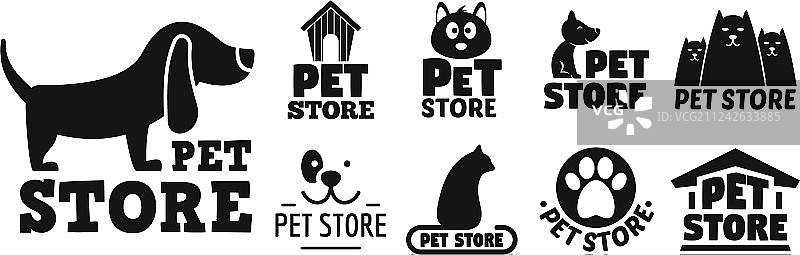 开宠物店logo设置简约风格图片素材