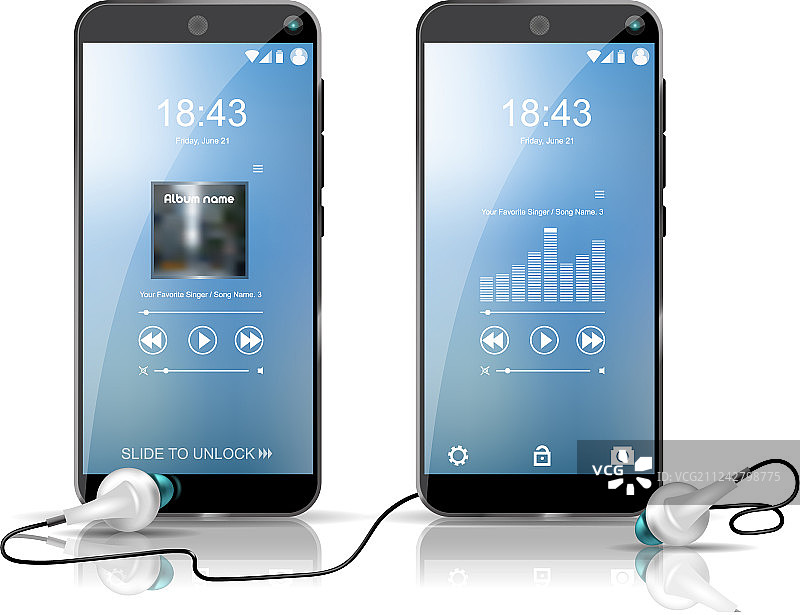 两款智能手机显示音频播放器屏保图片素材