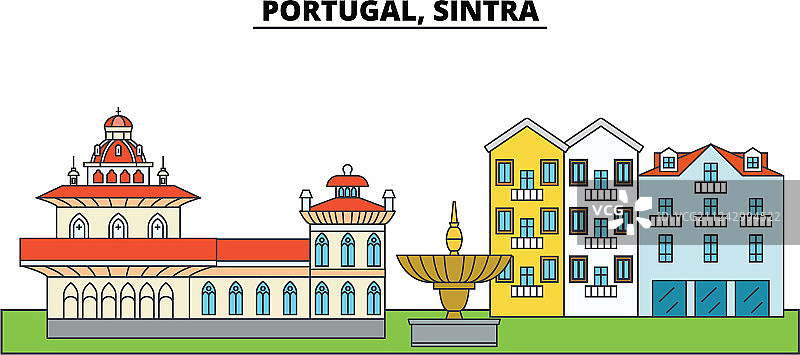 葡萄牙辛特拉城市天际线建筑图片素材