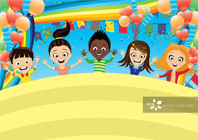 欢乐的孩子在节日的背景下图片素材
