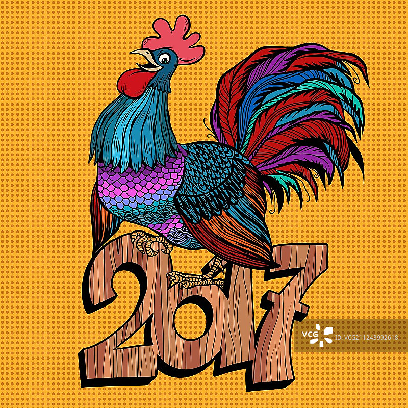 美丽的公鸡2017年新年图片素材