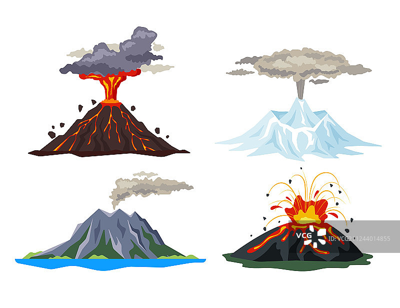 火山爆发后，岩浆冒出了灰烬图片素材
