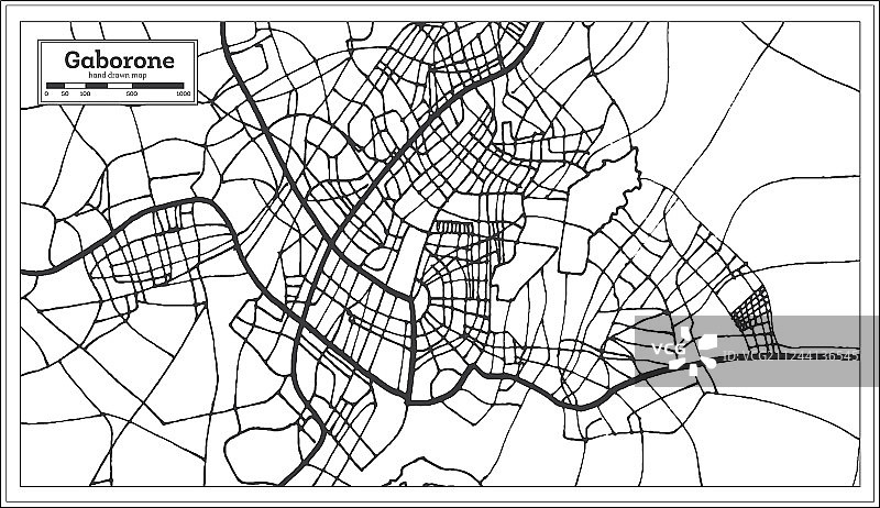 哈博罗内博茨瓦纳城市地图的复古风格轮廓图片素材