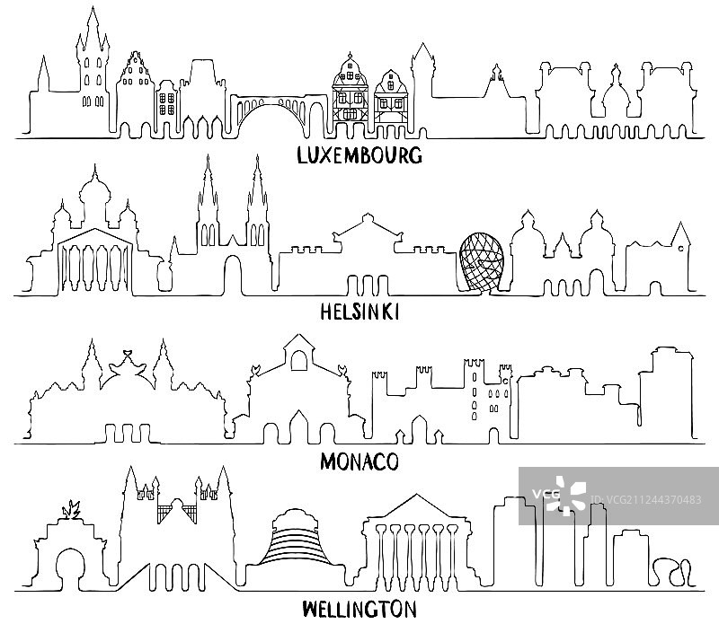 卢森堡，赫尔辛基，摩纳哥和惠灵顿图片素材