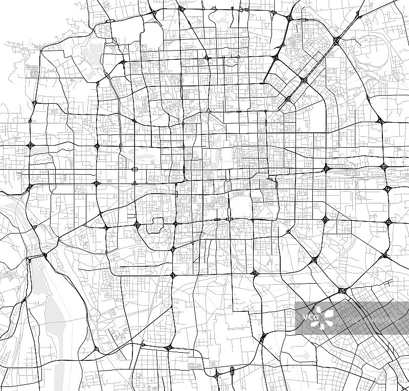 北京黑白城市地图图片素材